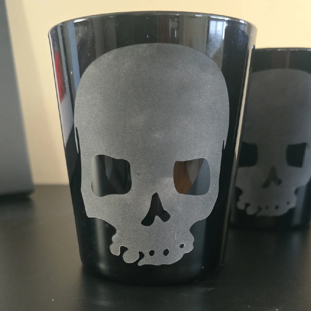 Crate&Barrel Special Edition Black Skull Drinkware - Set Of 4